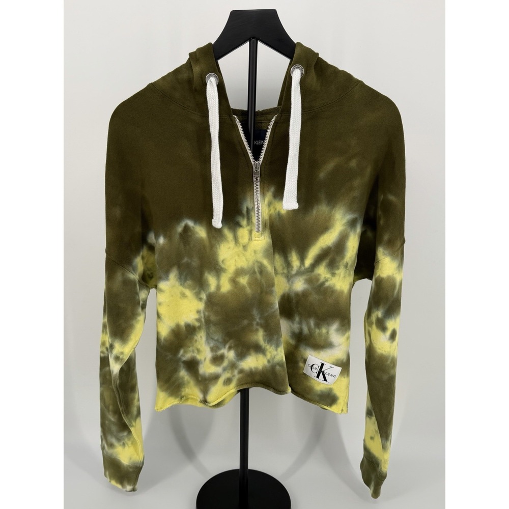 Calvin Klein Jeans Women's Cropped Hoodie Tie Dye Half Zip  S NWT